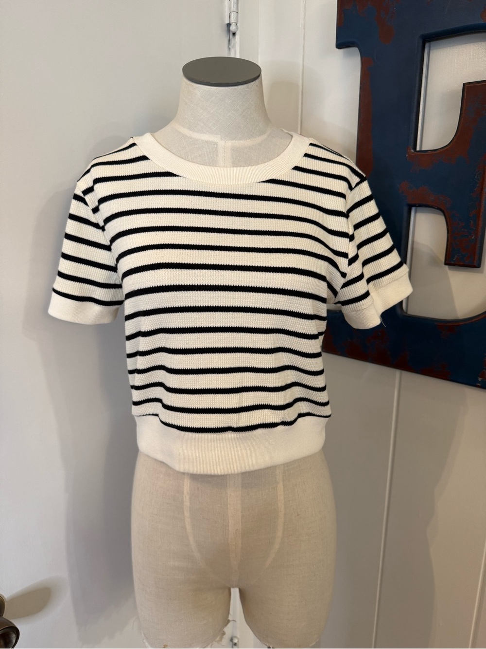 Atelier by Kirious Striped Knit Tee in White & Black